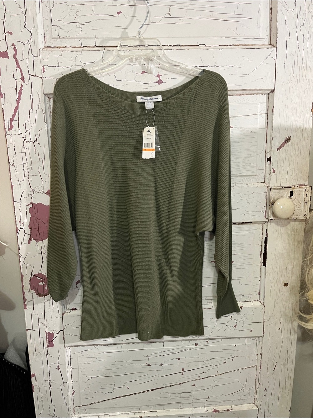 NWT Tommy Bahama Olive Green Bonita Dolman Boatneck Sweater Sz Small